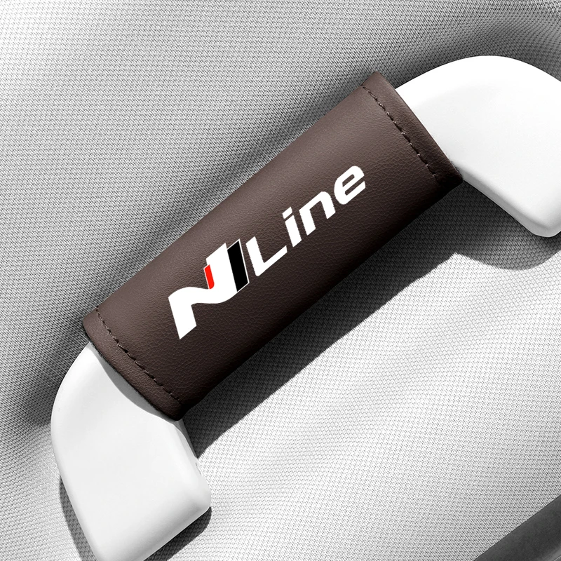 1PC Leather Car Roof Armrest Pull Gloves Door Handle Protection Cover For Hyundai N N2 NLINE NLINE2 i20 i30 i40 Car Accessories