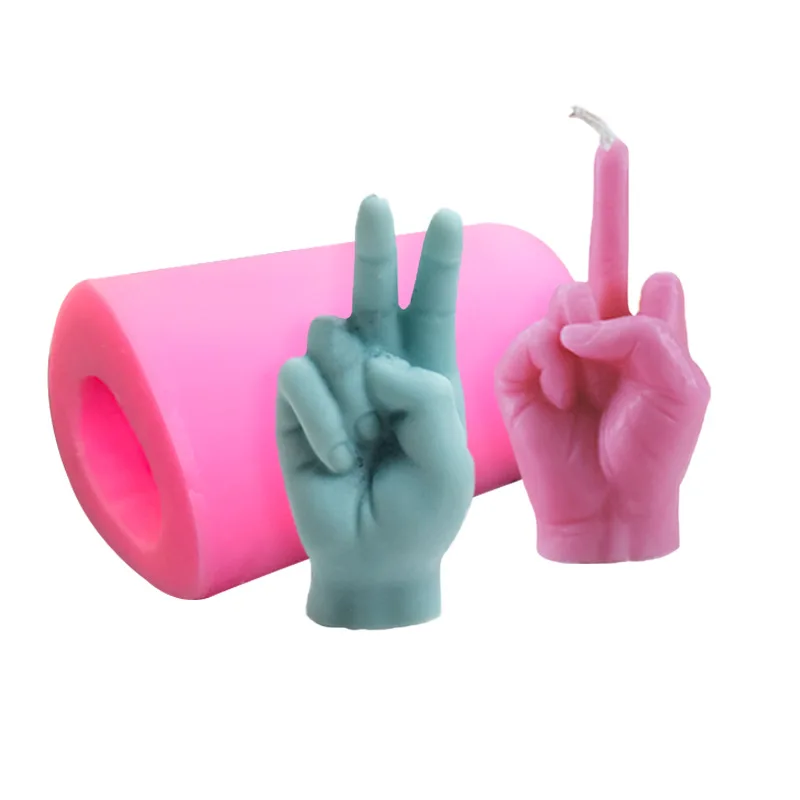 1 piece, Bier vertical middle finger gesture finger shape scented candle silicone mold creative funny scented candle mold