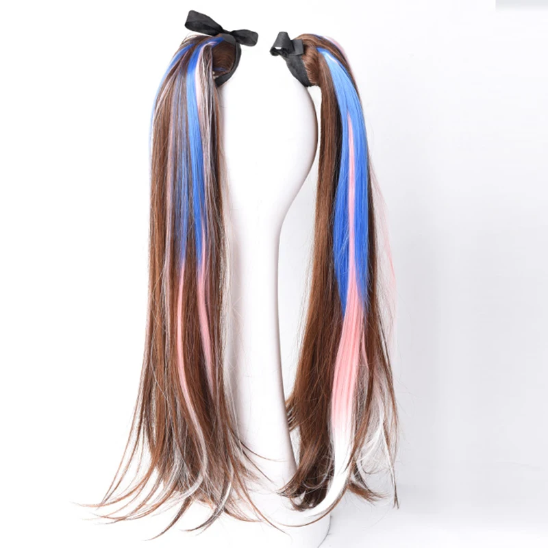 Extensões sintéticas de cabelo rabo de cavalo para mulheres, cabelo preto, peruca lisa, cauda pequena, alça de cabelo, concubina nova, natural