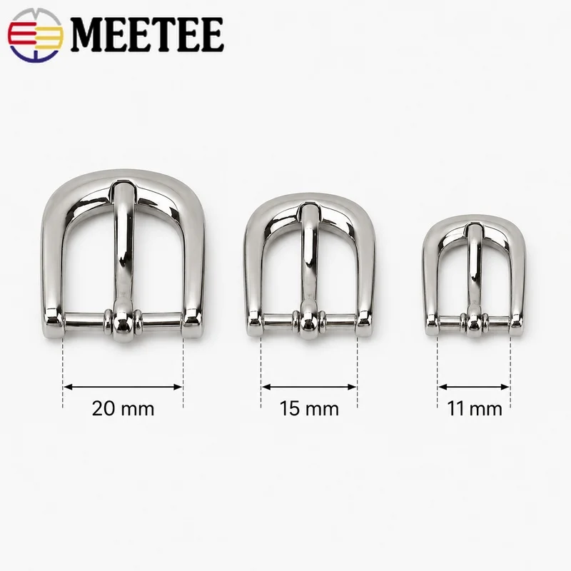 4/10Pcs Meetee 11/15/20mm Metal Pin Buckle Slider Adjuster for Handbag Shoe Strap Belt DIY Leather Craft Repair Hardware Parts