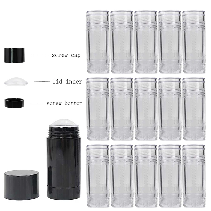 24pcs/lot 15ml Deodorant Container Empty Twist-Up Tube Bottles Refillable Leak-Proof Containers Round Shape Bottom Filling Stick