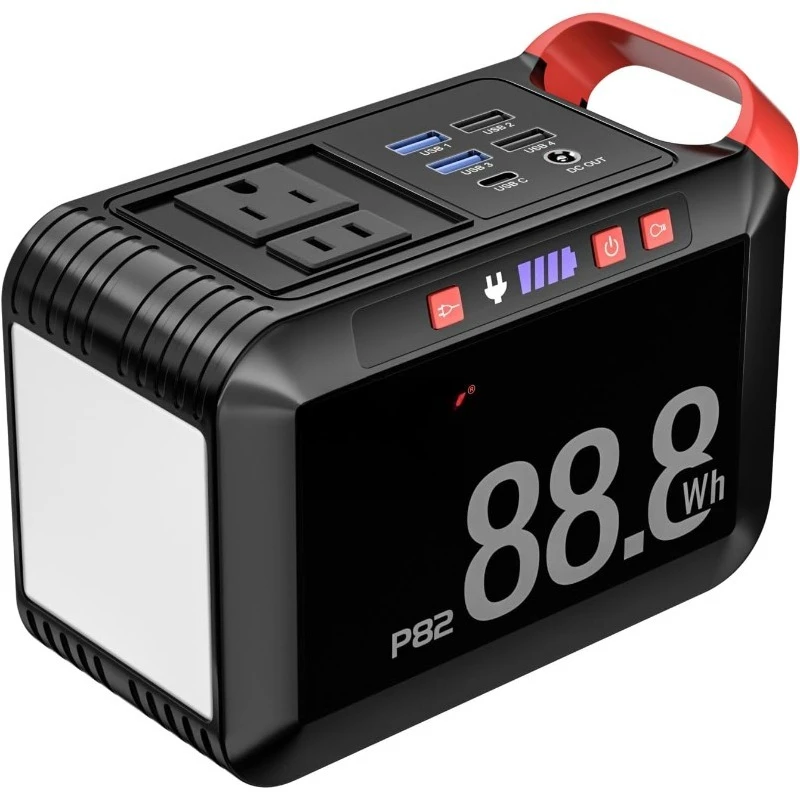 

Портативная электростанция 88,8 Втч Power Bank 80 Вт Кемпинговый солнечный генератор с пиковой розеткой переменного тока 120 Вт QC3.0 Быстрое зарядное устройство для O