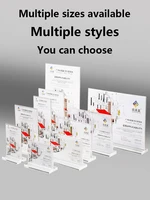 A4/A5/A6 Acrylic Crystal Clear Price Tag Clip Sign Card Holder Table Desk Top Menu Display Label Racks Phone Frame Stand 3