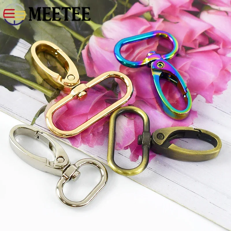 Meetee 50Pcs 13-38mm Metal Strap Buckle Bag Straps Lobster Clasp KeyChain Trigger Snap Hook Webbing Belt Hanger Ring Accessories