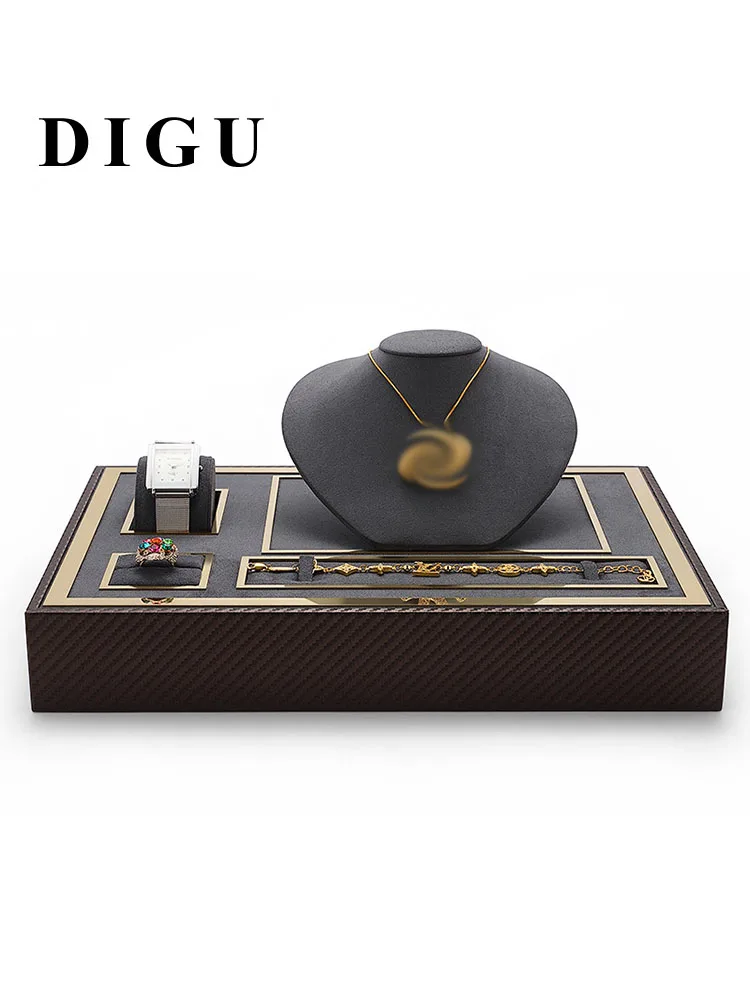 

Jewelry Display Tray Acrylic Cover Dustproof Window Counter Ornament Necklace Ring Watch Set Tray