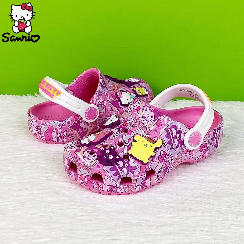 Sanrio Hello Kitty Children Slippers Summer Slippers Cinnamoroll Outdoor Beach Holey Shoes Sandals Kuromi Kid Flip Flops Girl