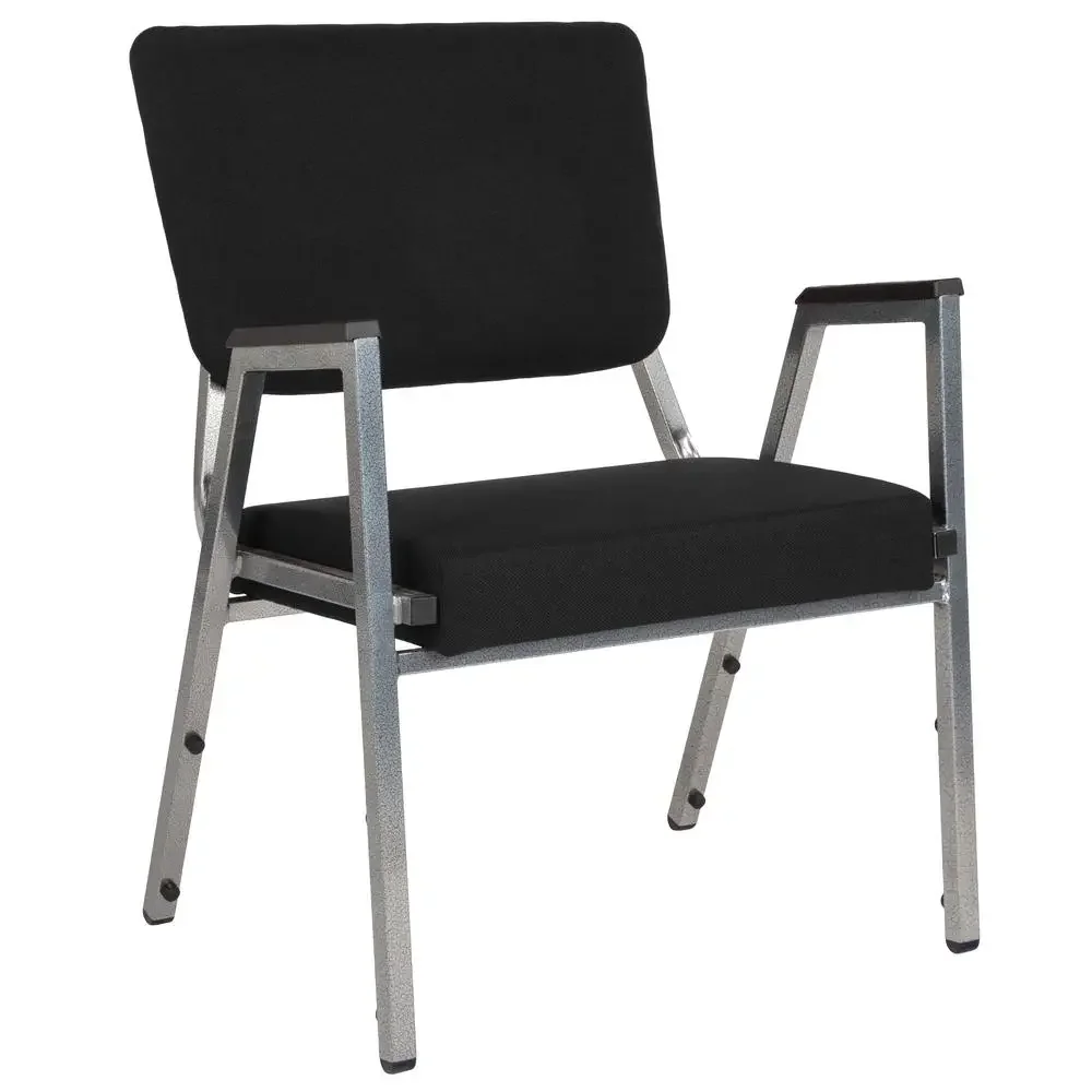 Black Antimicrobial Bariatric Medical Reception Arm Chair Stackable 10 High 1000 lb. Weight Capacity Intensive Use Safe Seating