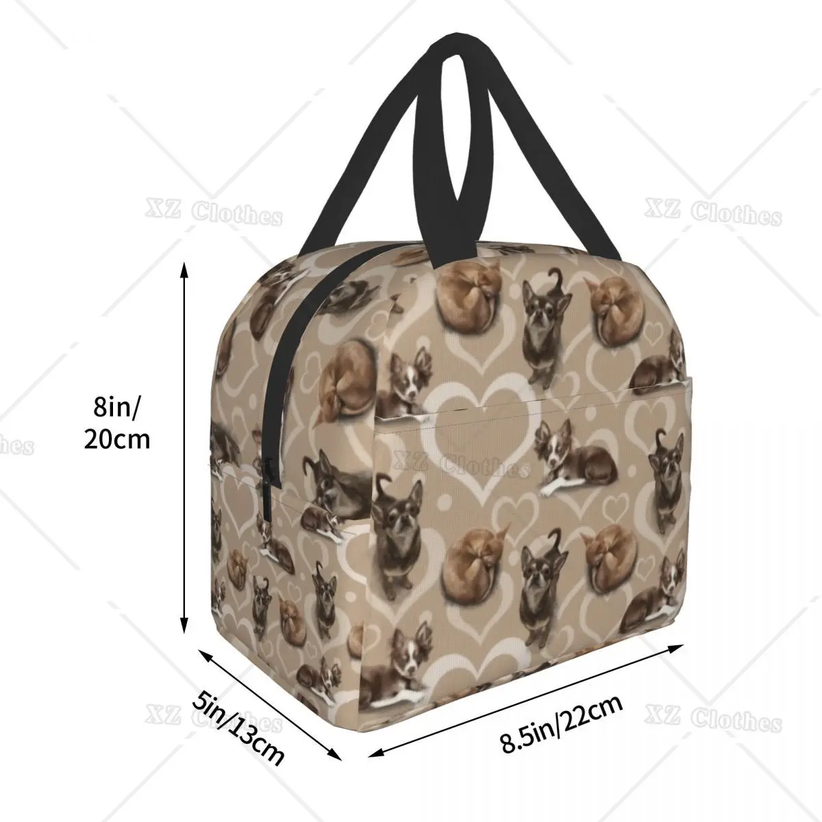 Bolsa de almuerzo con patrón de cachorro de Chihuahua para mujeres y hombres, Linda caja térmica portátil para amantes de los perros, enfriador para acampar, viaje