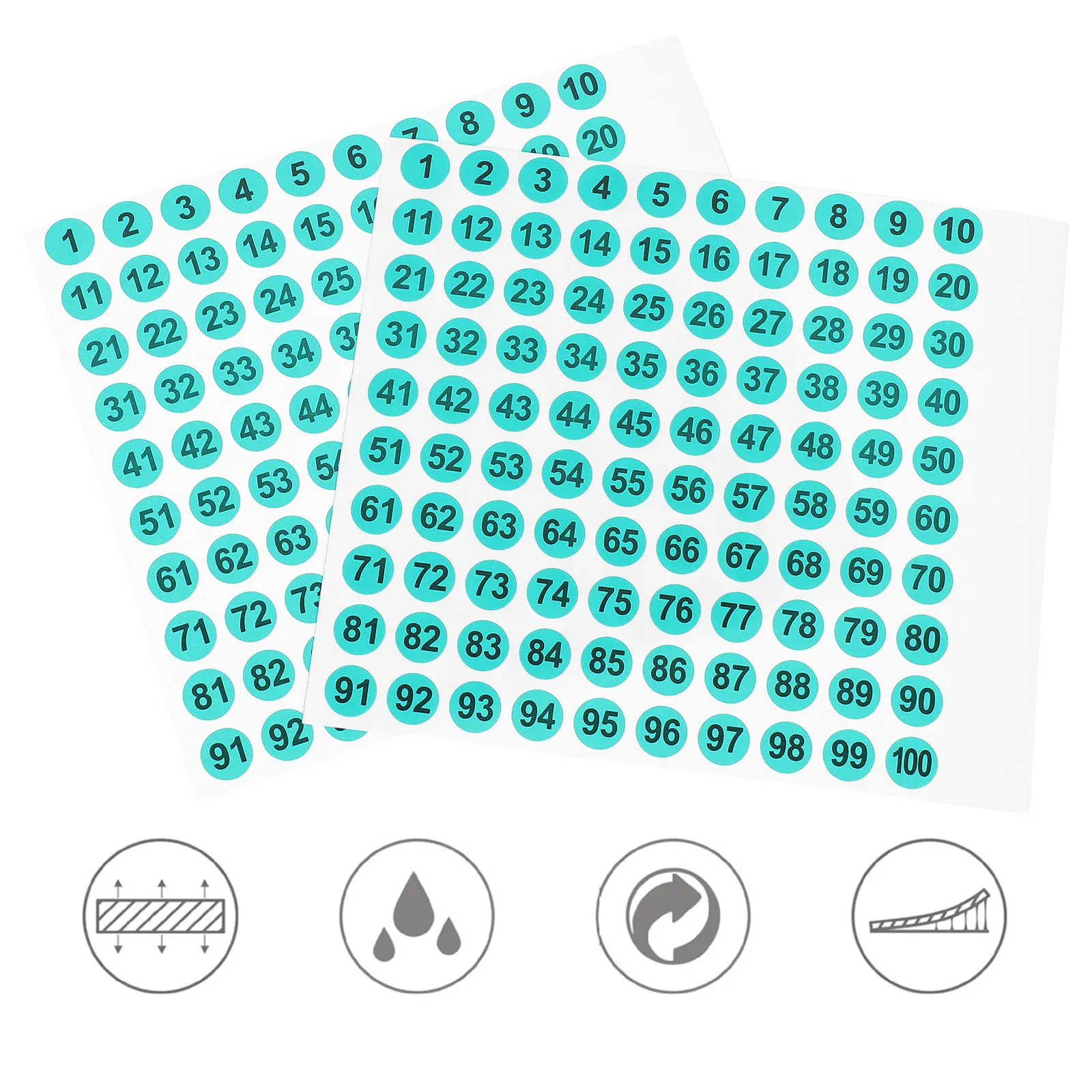 

100pcs Round Number Stickers Self-Adhesive Pvc Labels For Diy Craft Storage Organization File Folder Tags Party Favors Kids