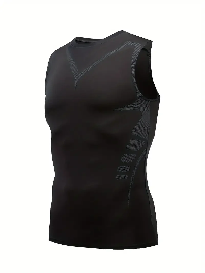 Heren strak vest compressieshirt ademend sneldrogend top sport workout uitrusting draag T-shirt