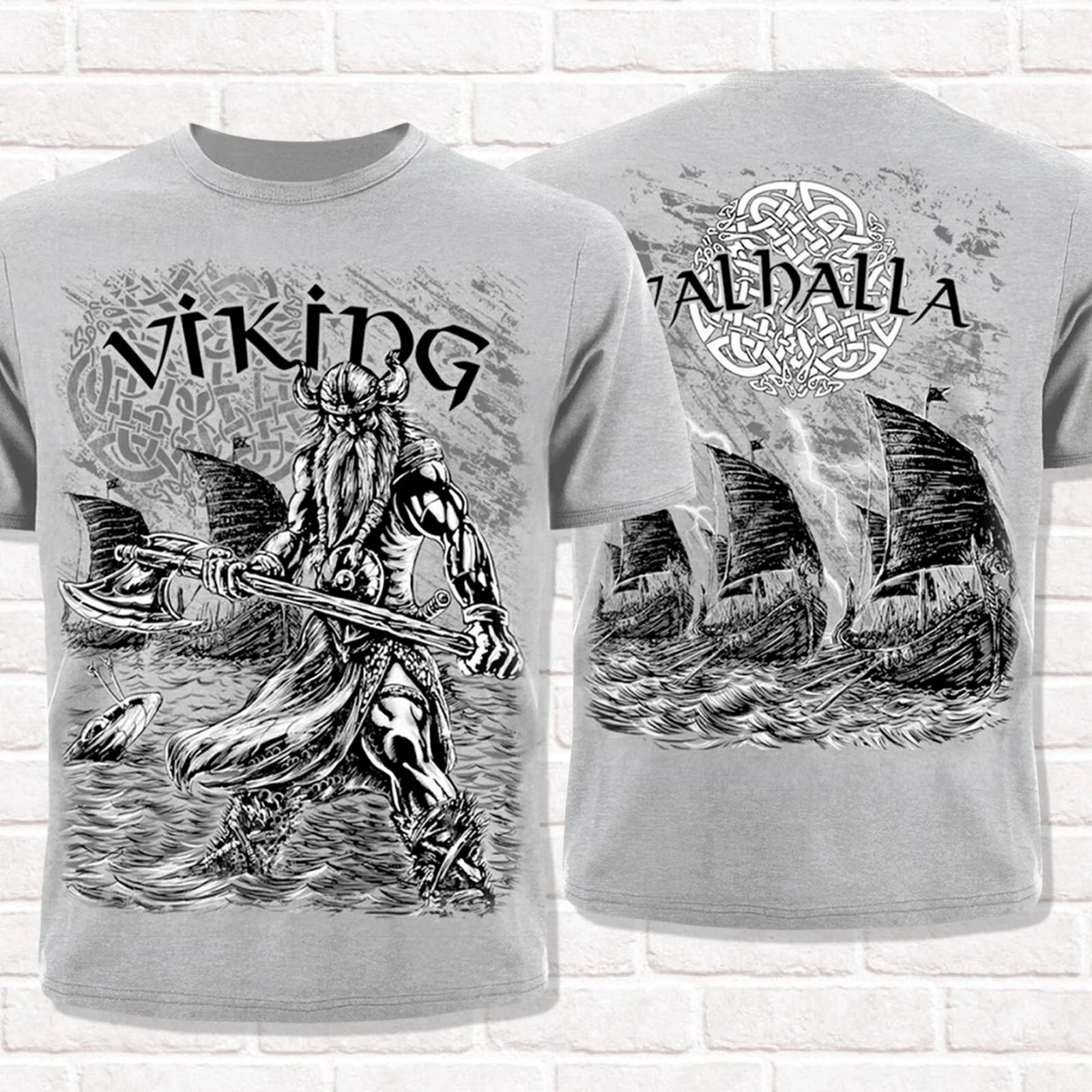 

Oversized Viking Style T-Shirt Drakkar Valhalla Nordic Beliefs Cotton Men Women Tees Streetwear Vintage Harajuku O-Neck Hip Hop
