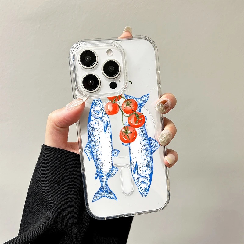 Full Screen Sardine Print Case for Samsung Galaxy S26 S25 Edge S24 S23 Ultra Plus FE A57 A56 A55 A54 A36 A35 A17 A16 A15 Cover