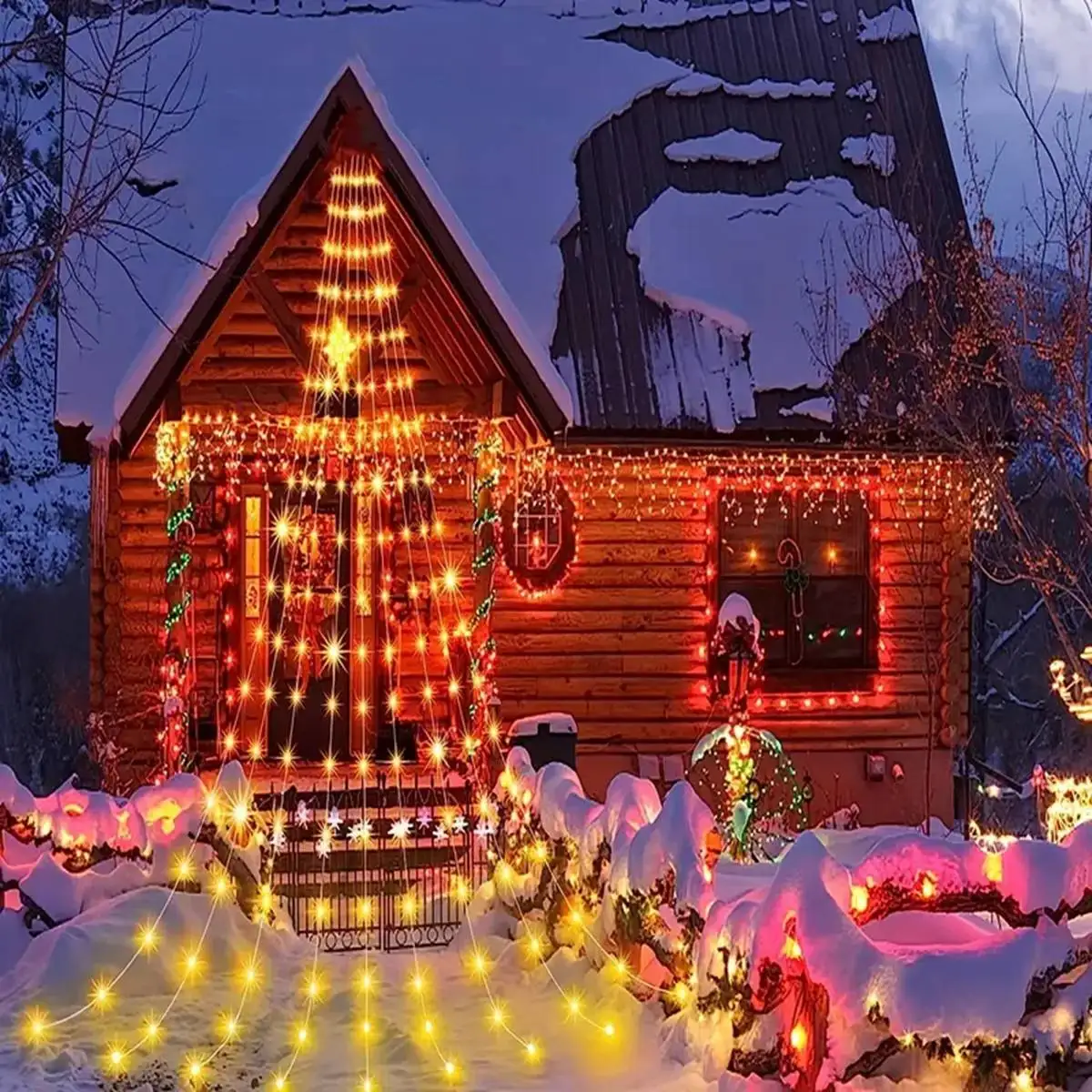 1PC 180LED Waterfall Tree Fairy Light USB Plug 8 Modes Window Curtain Icicle Light For Christmas Tree Holiday Party Decorations