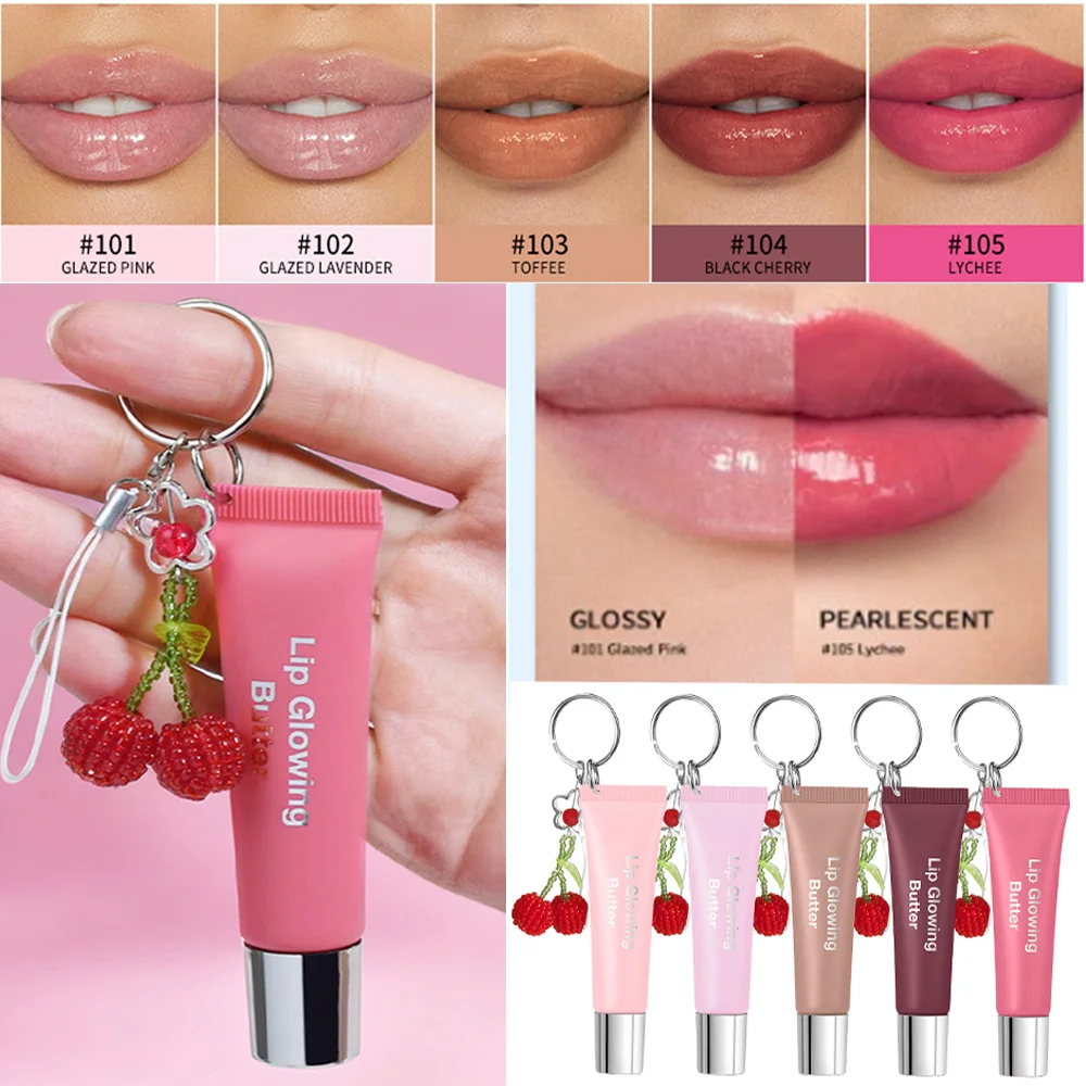 Brillo de labios llavero de labios para bolsa de teléfono accesorios de larga duración hidratante nutrir el cuidado de los labios maquillaje marrón rosa
