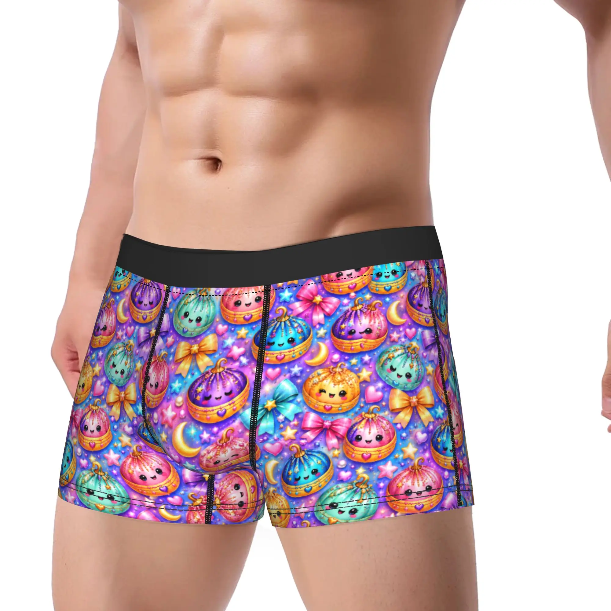 Rainbow Halloween Pumpkin Underwear  Male Boxer Brief Elastic Trunk Trenky Design Plus Size Panties