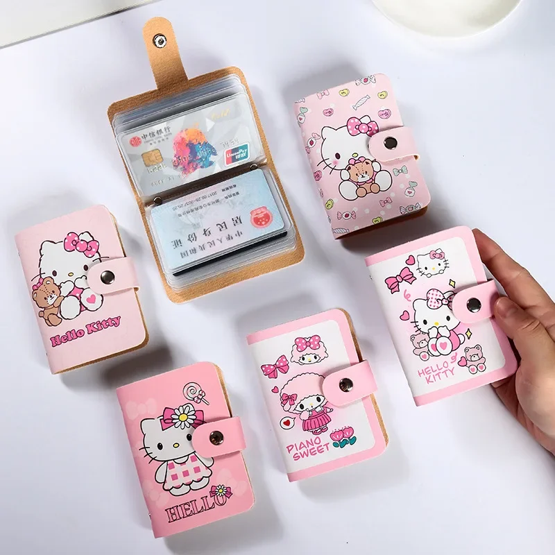 Cute Hello Kitty Wallet Coin Purse Kawaii Leather Card Holder Women Pu Casual Money Card Bag Birthday Christmas Gift for Kids