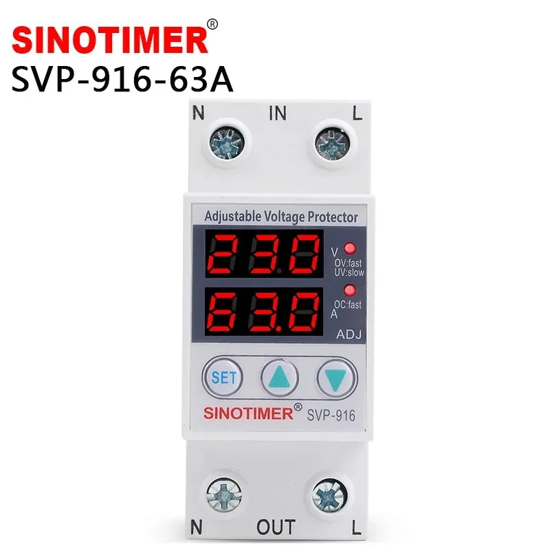 

SVP-916 40A 63A 80A adjustable self-duplex intelligent overvoltage and undervoltage protector current limiting delay 220V