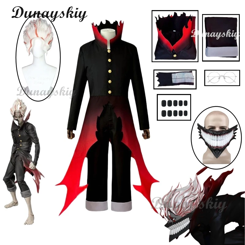 Ken Takakura Ken Okarun Dandadan Cosplay Costume Necked Trench Coat Red Black Outfit Halloween Party Suit Customized