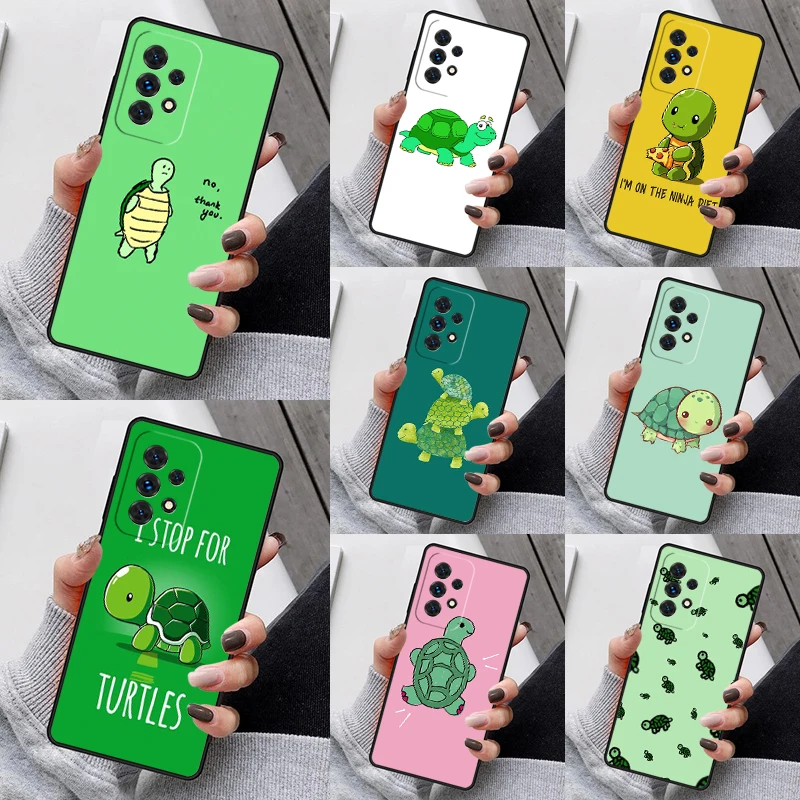 Cartoon Sea Turtle Tortoise Phone Case For Samsung Galaxy S23 S21 S20 FE S24 S22 Ultra Note20 S10 S9 S8 Plus A40 A52 A12 A13 A53