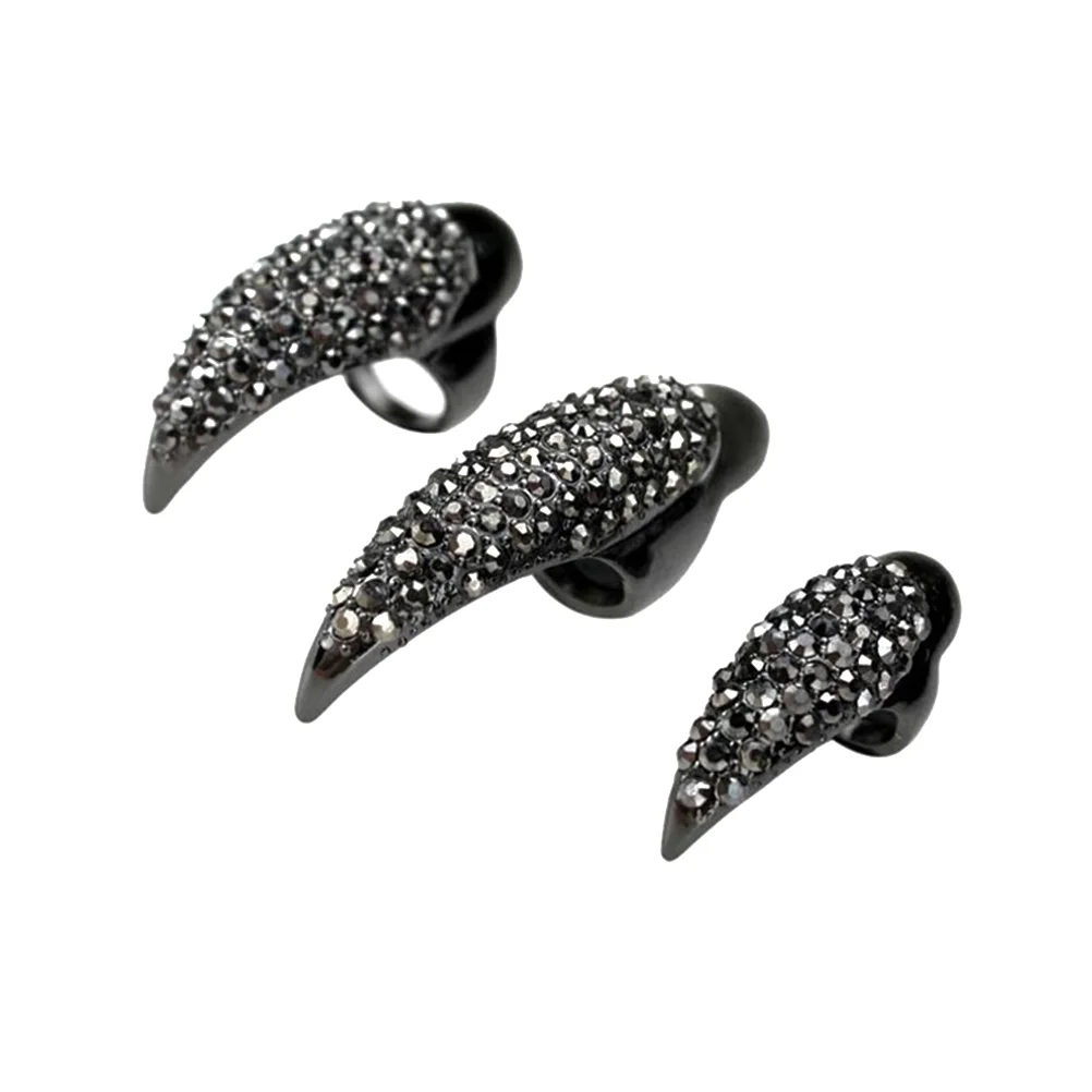 

5pcs 3 Sizes Gothic Punk Style Nail Claw Paw Talon Finger Tips Cosplay Decoration (Black) False nail claw