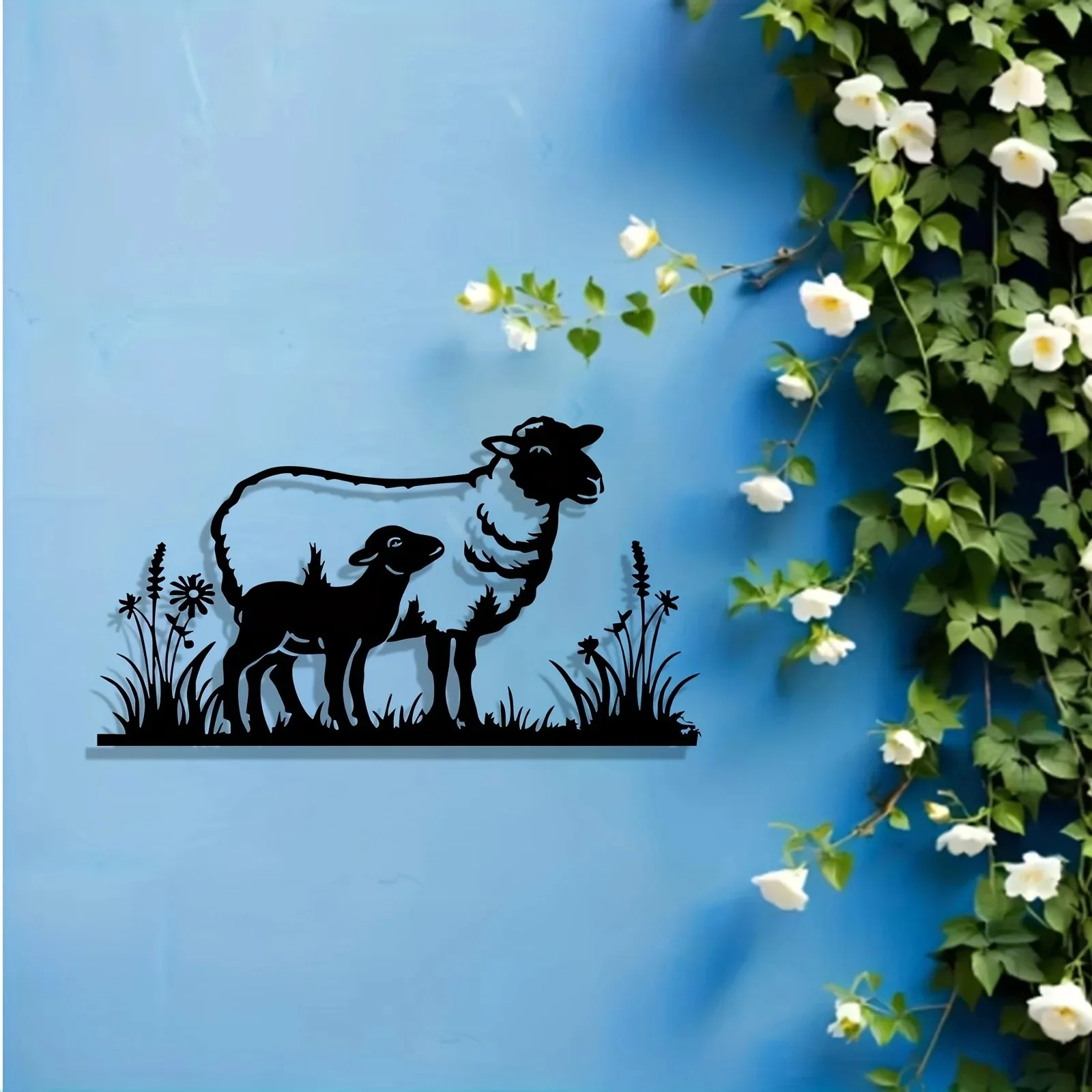 CIFBUY Iron Wall Art Sheep Lamb Metal Sign Waterproof Home Farmhouse Decor Rustic Hanging Plaque