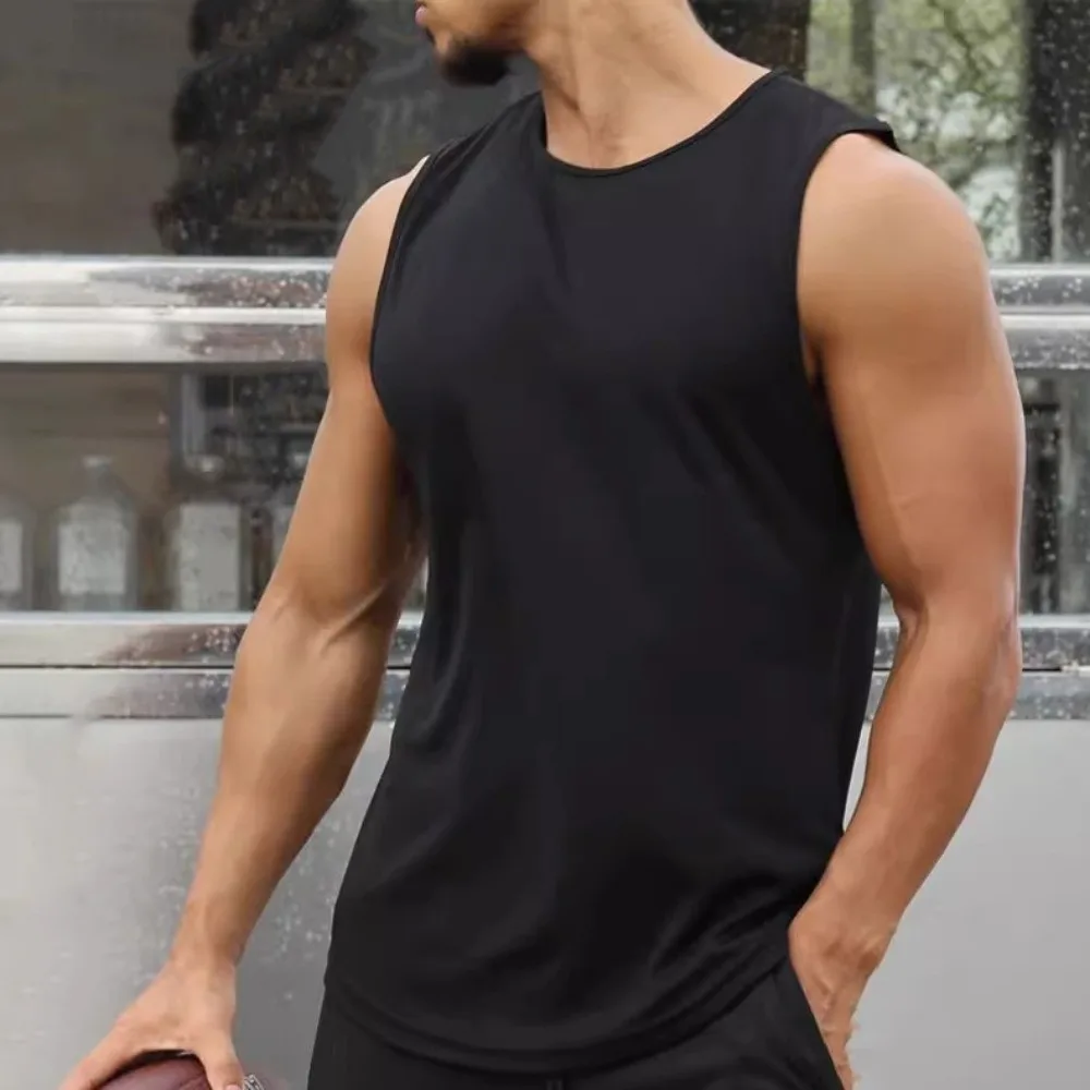 

Fashion Sleeveless Sports Tank Top Quick Dry Loose Running Vest Elastic Traceless Men Tops Vests Gym