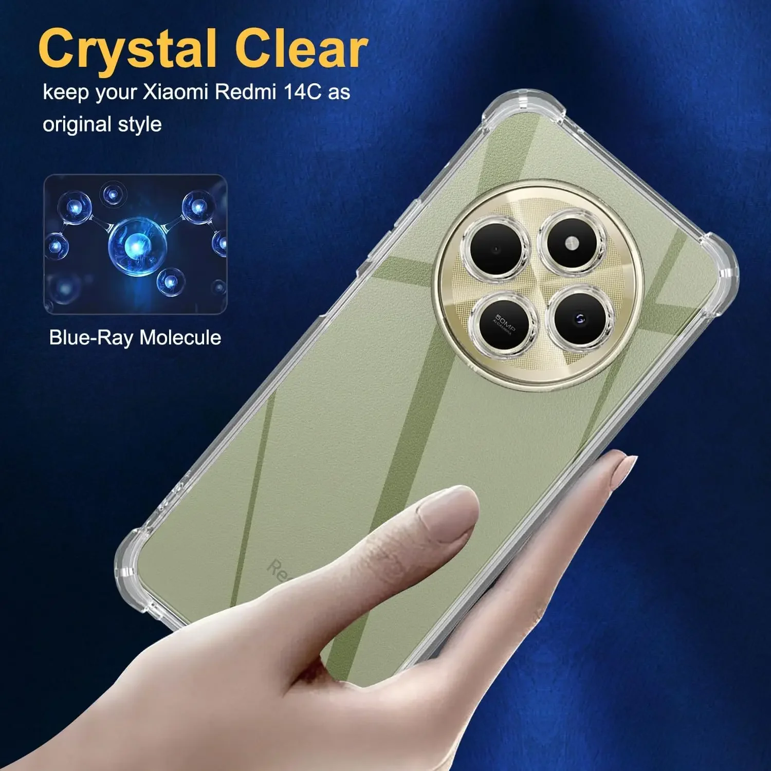 TPU Transparent Case for Xiaomi Redmi 14C 4G Protective Cover Four Corners Shockproof Bumper Coque Fundas