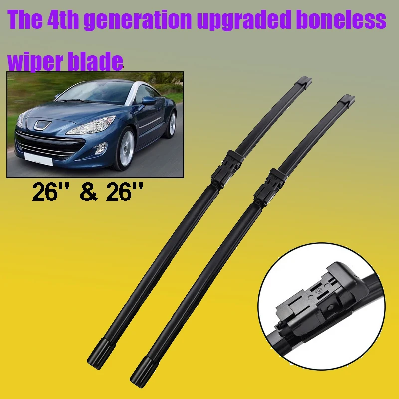 

Wiper LHD & RHD Front Wiper Blades For Peugeot RCZ 2009 - 2016 Windshield Windscreen Window Car Rain Brushes 26"+26"