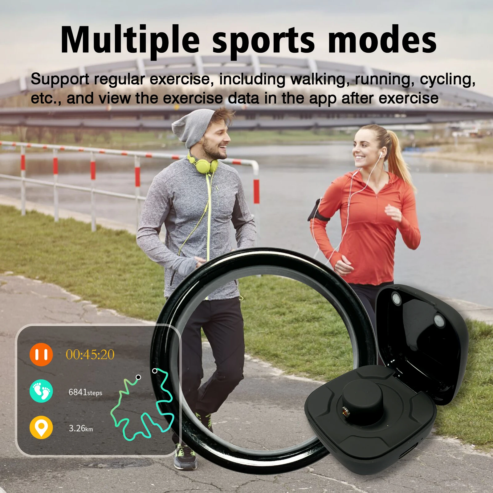 Smart Ring Multi-sports Modes Pedometer Fitness Tracker Health Monitoring IP68 Waterproof Grade Smart Ring