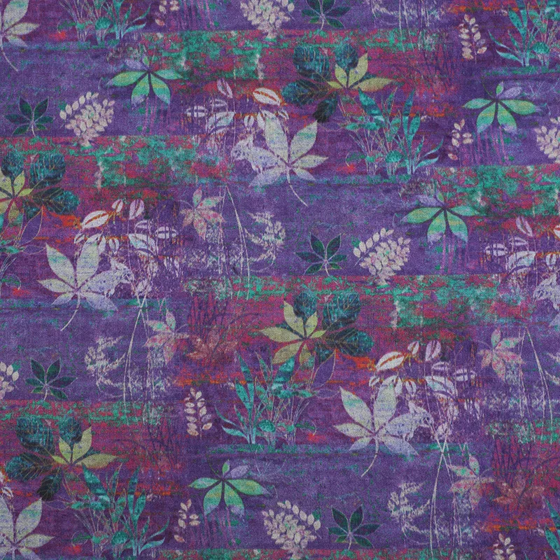 

1 ярд ткани рами лист цифровая печать tissu дизайнерский халат по индивидуальному заказу платье брюки рубашка пальто ткань для материала