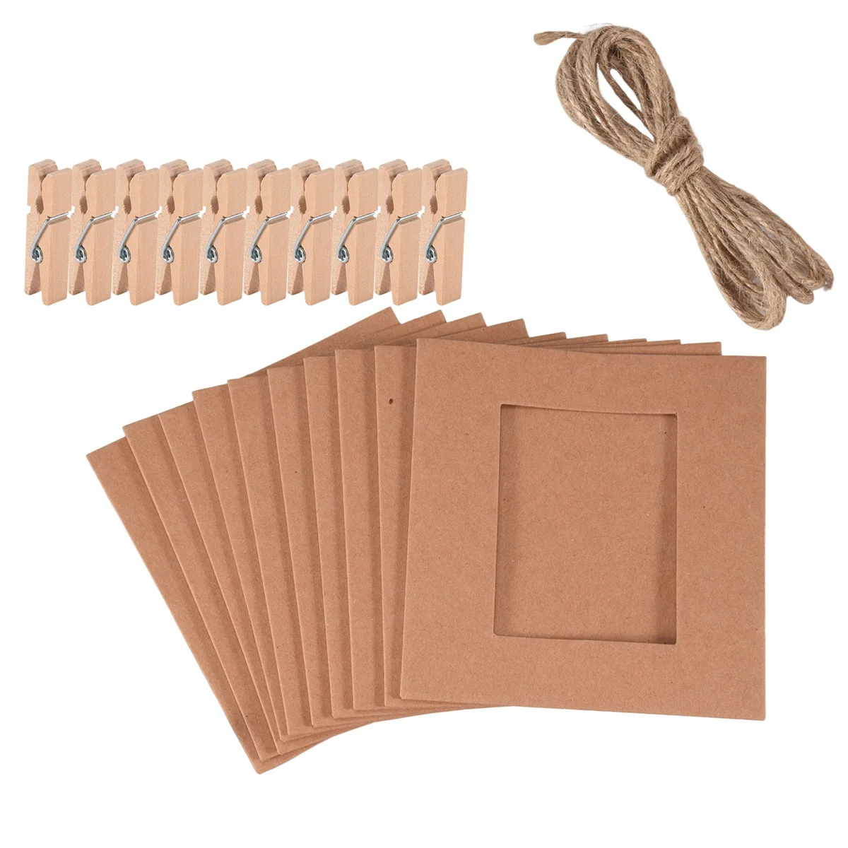 MALL 10 Pçs/set Papel Foto DIY Imagem de Parede Pendurada Moldura Álbum Corda Clipe Conjunto Decoração de Casa 3 polegadas Marrom