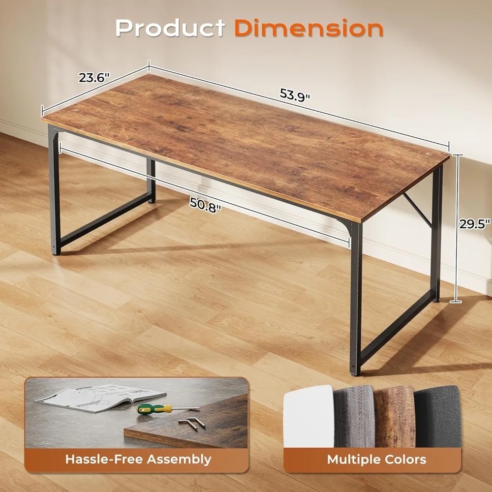 مكتب ألعاب ومكتب كبير مقاس 54 × 24 بوصة للاستخدام المنزلي والدراسة وغرفة النوم مع سطح عمل واسع