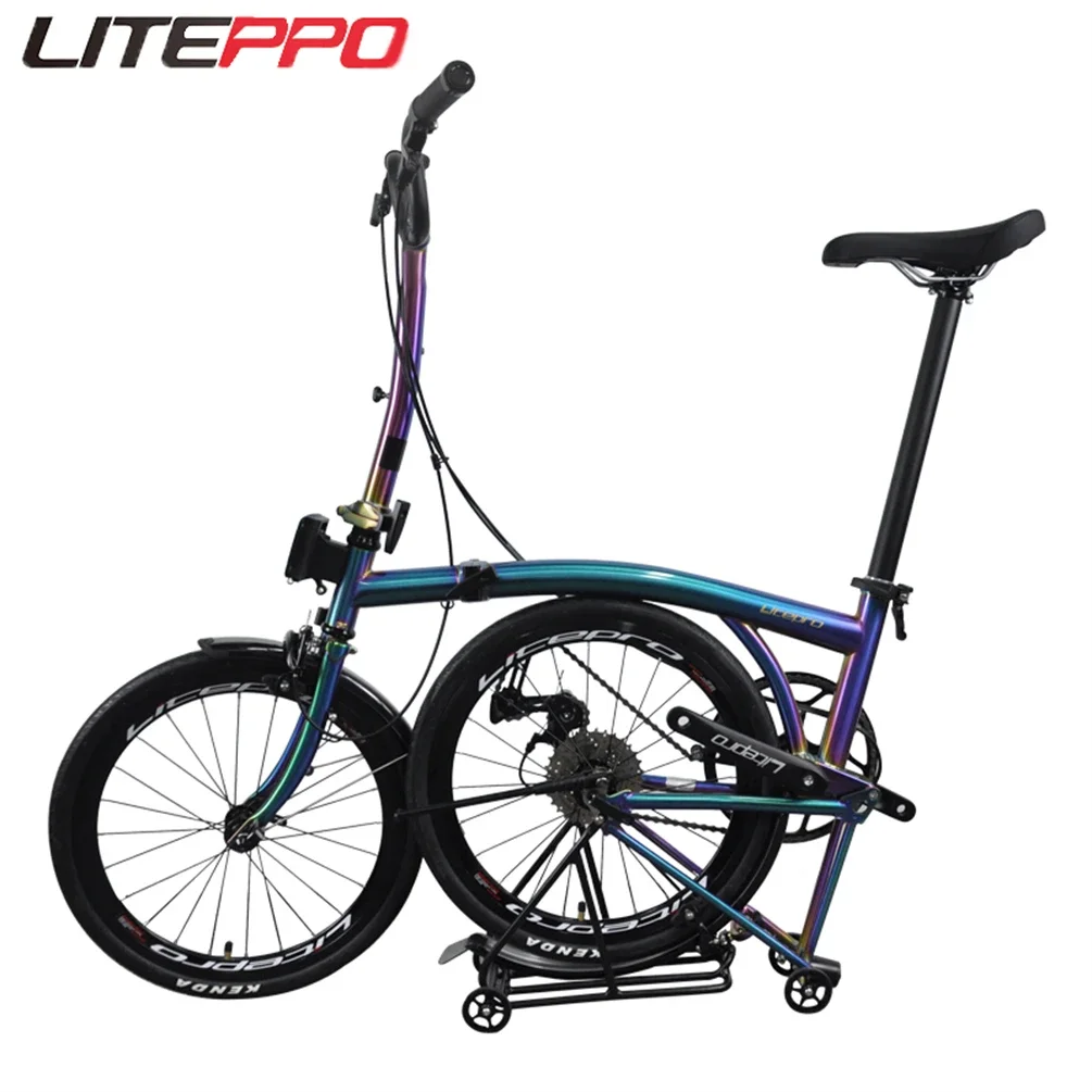 Litepro 20Inch External 9 Speed Tri-fold Folding Bicycle Straight M Handlebar Steel Frame