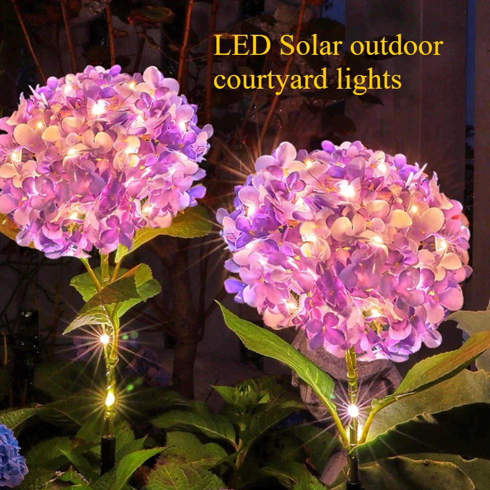 Solar Outdoor Simulation Flower Courtyard Lights Dual Mode LED Lights Waterproof Decor Yard  for Garden Ambiance
