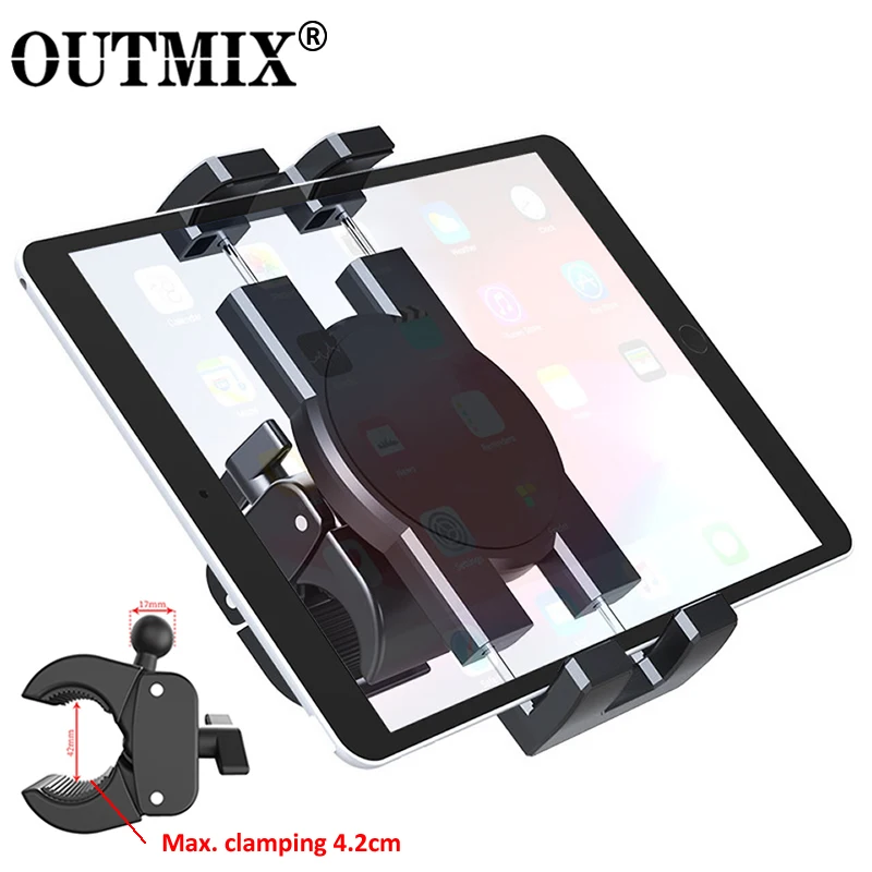 Handlebar Tablet Clamp Mount for 4.7 to 13 inch Motorcycle Bicycle Scooter Clip Phones Holder for iPad 12.9 S8 S7 Fe Plus Stand