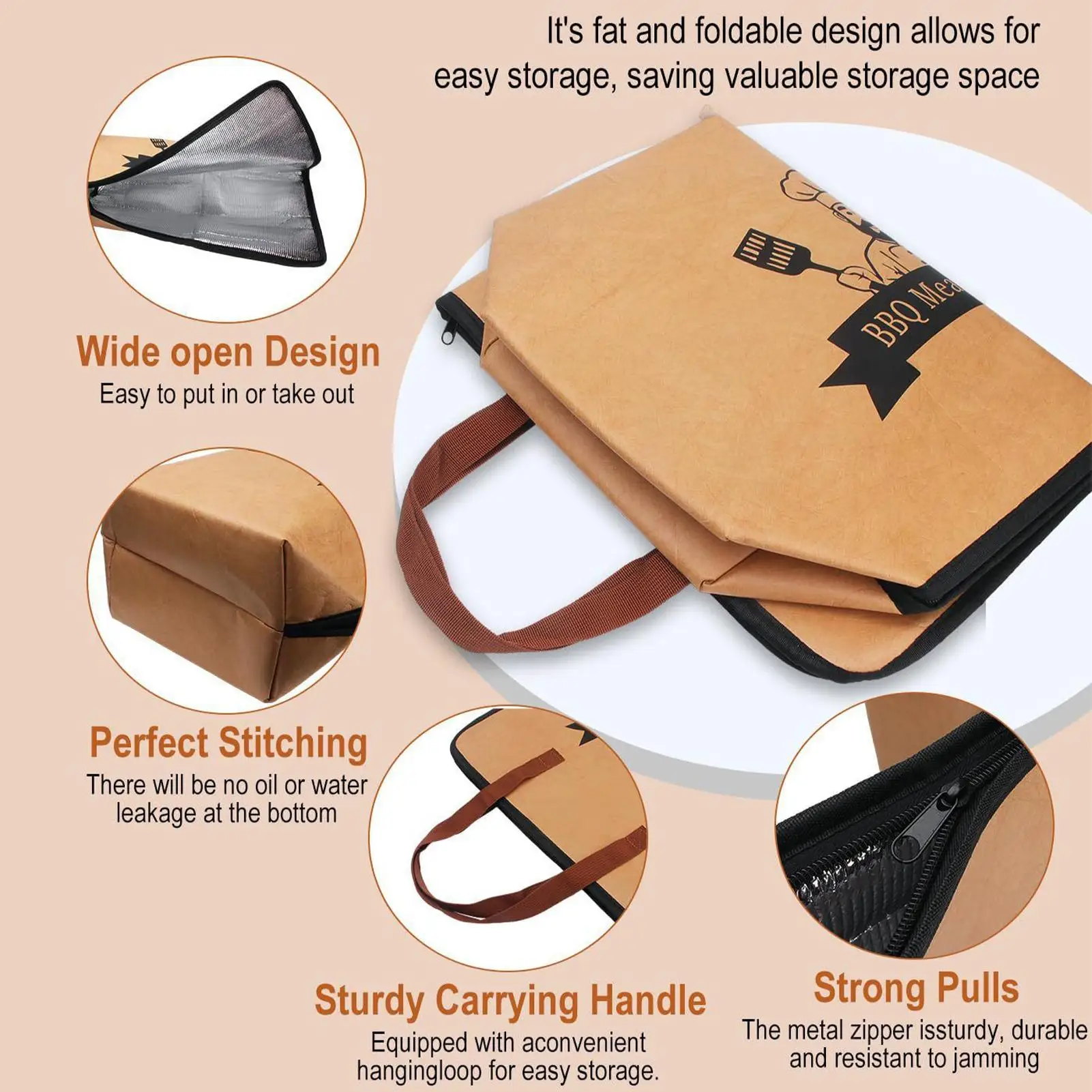 Meat Resting Bag Wide Mouth Reusable Leakproof Large BBQ Accessories Meat Resting Blanket For Grill Lovers Women Men Mom Dad