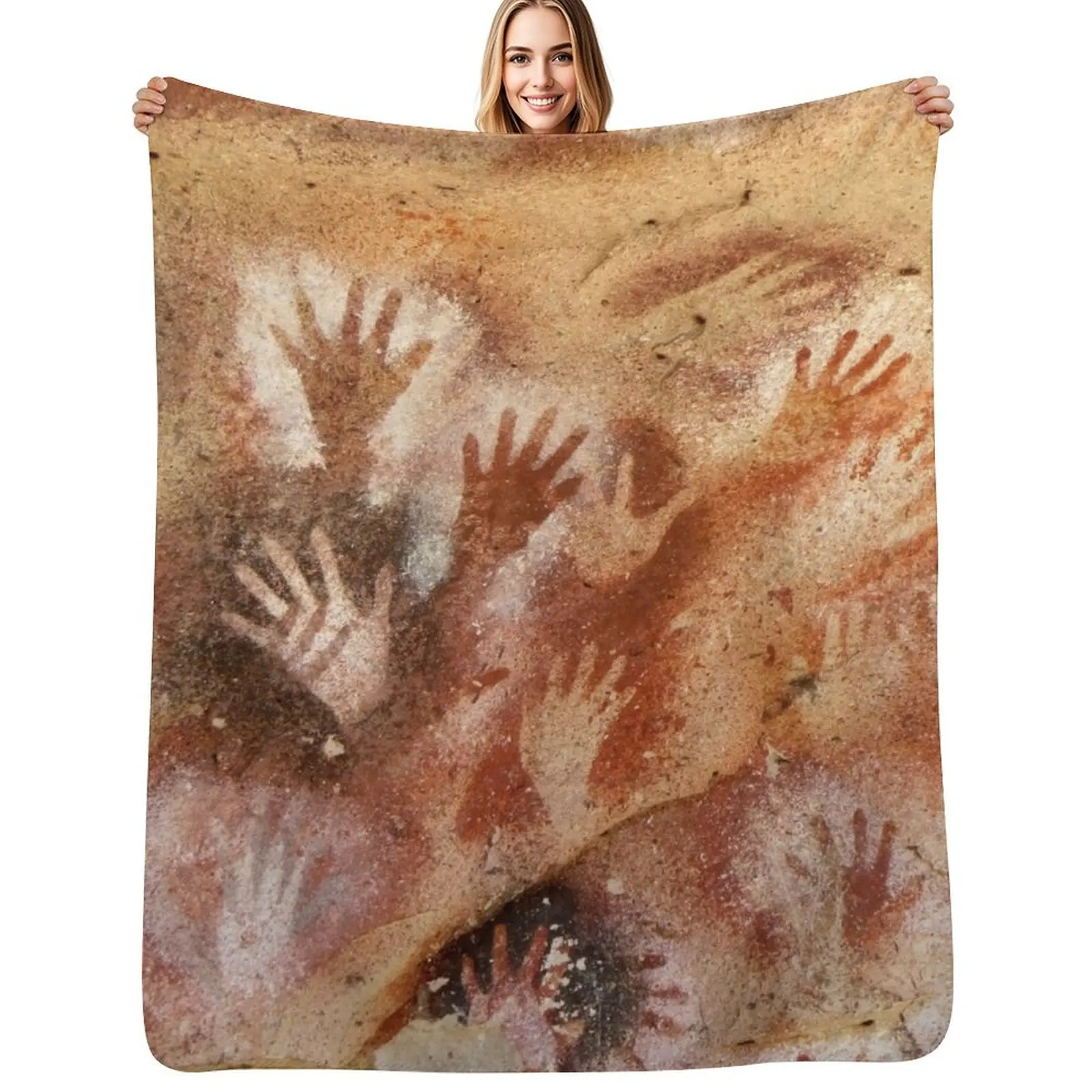 Cueva de las Manos Max Resolution Throw Blanket Travel Size Cozy Blanket for Plane Train