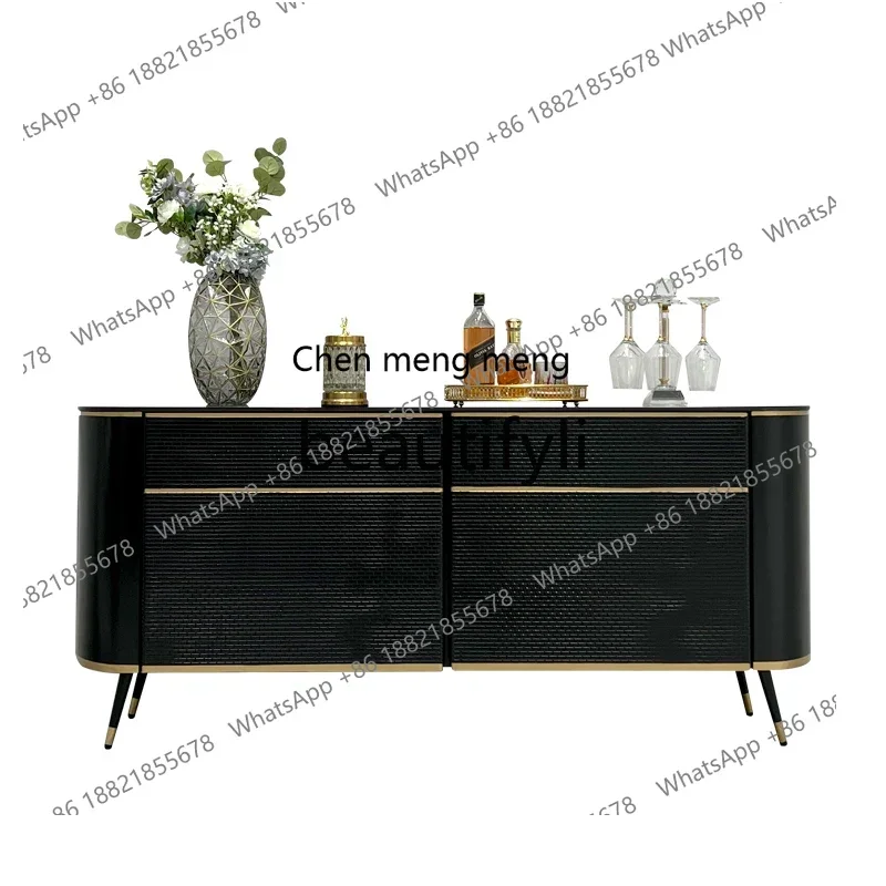 

G Light luxury TV cabinet Small apartment Living room storage Solid wood dining side cabinet Marble storage cabinet