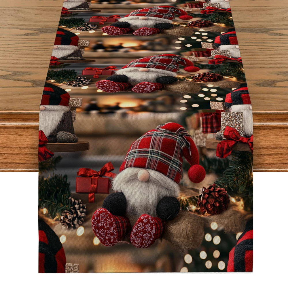 Christmas Dwarf Presents Pine Cones Table Runner Kitchen Table Decor Farmhouse Dining Table Runners Wedding Party Decorations