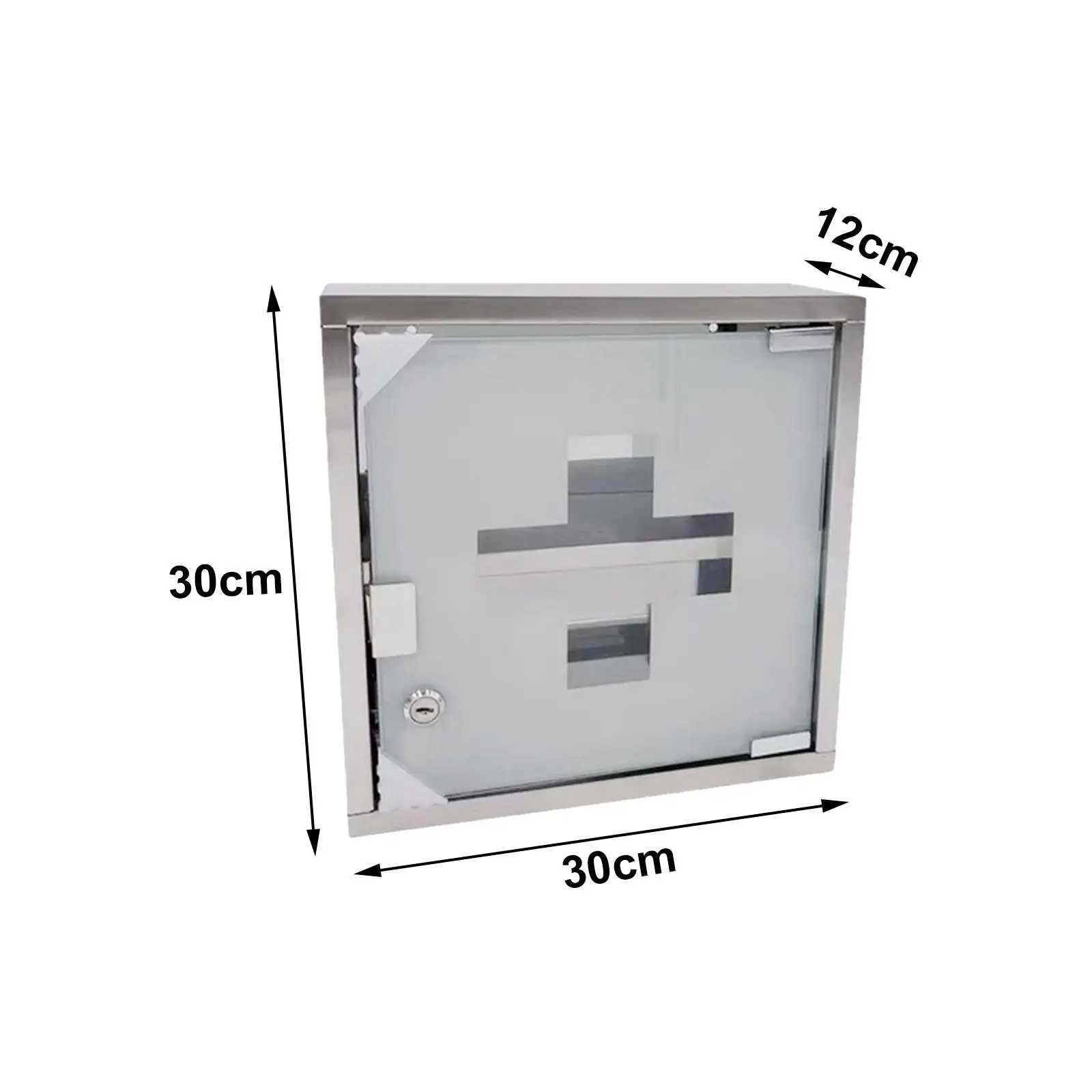 First Aid Medical Cabinet with 2 Tier Shelves Stainless Steel Hanging Wall Mount Lockable for Household Family Office Bathroom