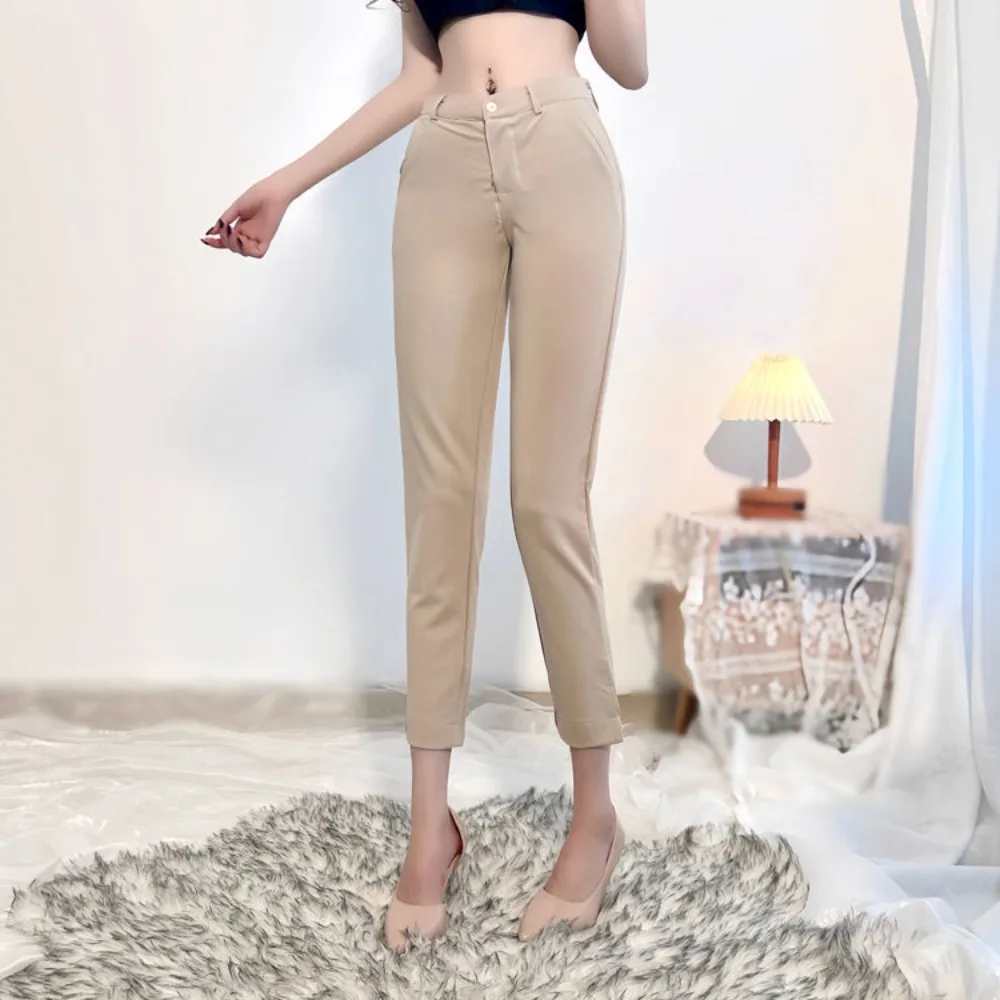 Summer Outdoor Sex Open Crotch Leggings Workplace Suit Pants Women's Zipper Erotic Date Harem Blazer Casual Tailored Trousers