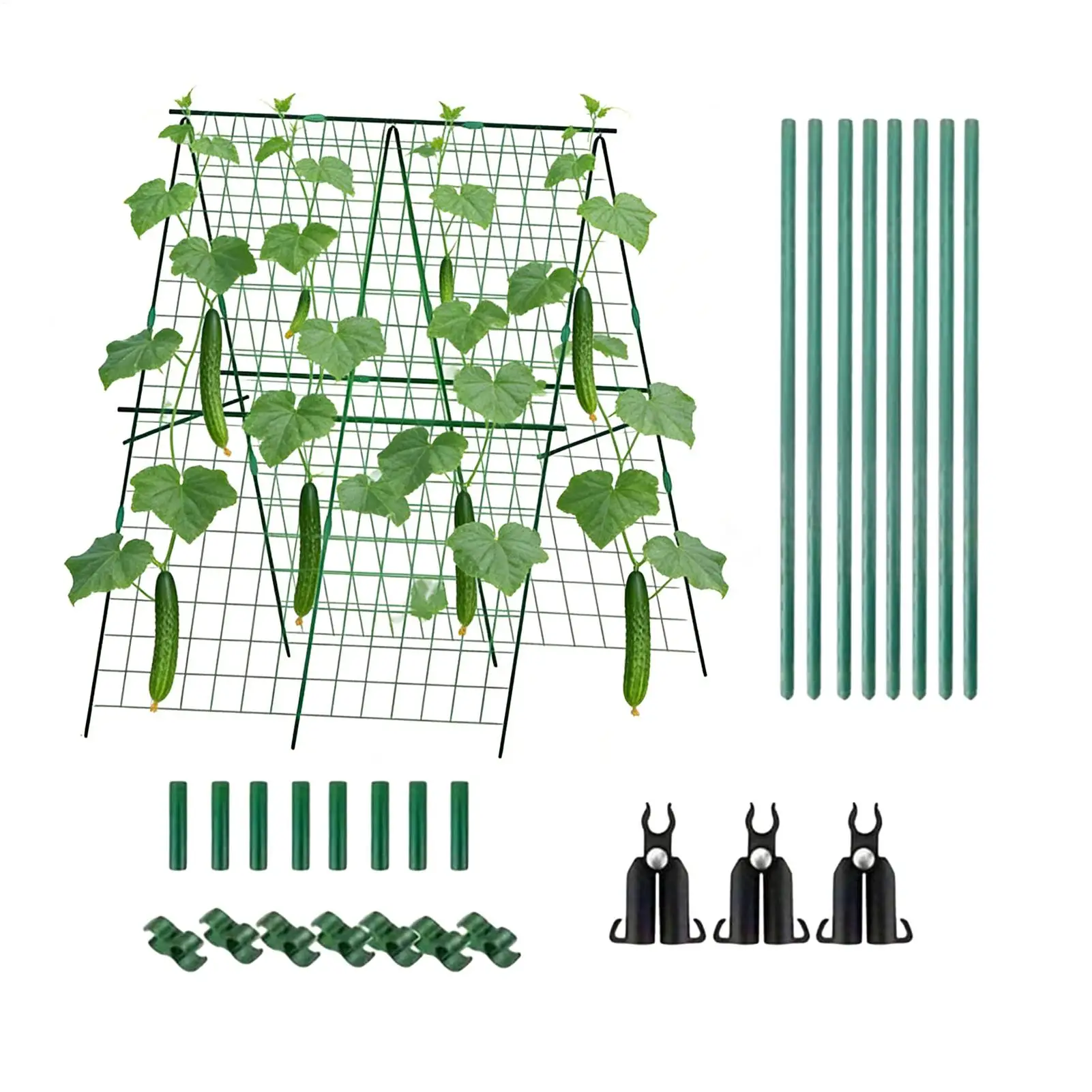 

Triangular Foldable Cucumber Trellis Garden Vegetable Climbing Frame for Outdoor Backyard Greenhouse Patio Plant Growing