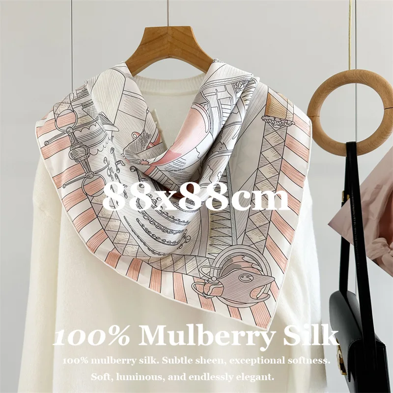 

18 Momme 100% Mulberry Silk Bandana Soft Fashion Large Square Scarf Hand-Rolled Hem Shawl Wrap Hijab Echarpes Bufanda Pashmina