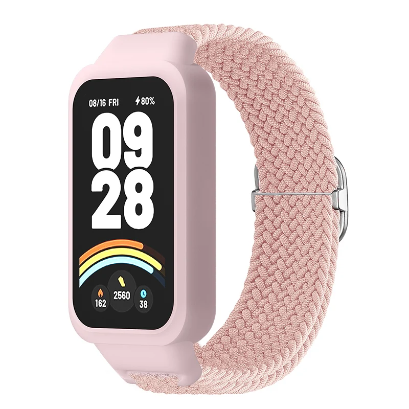 Geflochtenes Solo-Loop-Armband + Hülle für Redmi Band 3 2 Zubehör Nylon Sport Verstellbares Armband Correa für Xiaomi Miband 9 8 Active – Detail 4