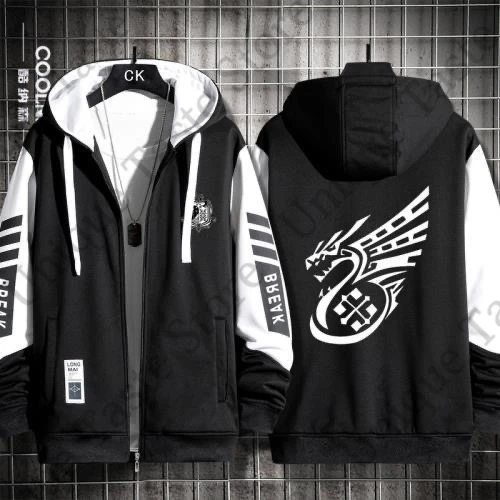 Monster Hunter World Hoodie Zinogre Velkhana Nergigante Hunters Guild Emblem Print Hoodies Thick Autumn Zip Up Sweatshirt Jacket - view 3