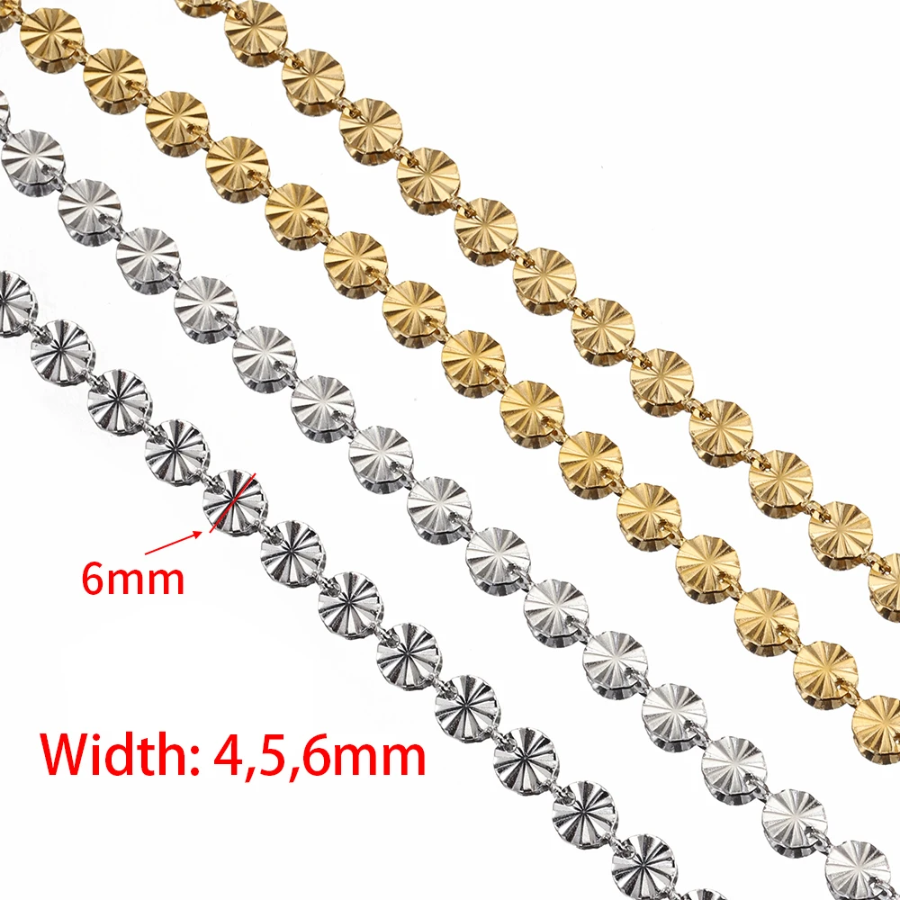 1 Meter Stainless Steel Round Embossing Small Discs Chains for DIY Necklace Bracelet Jewelry Making Accessories image 3