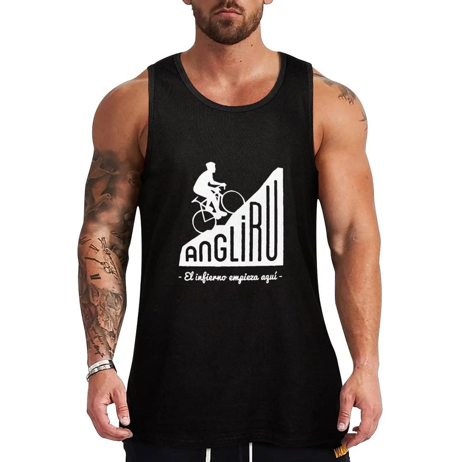 Angliru climb El infierno empieza aquí cycling Vuelta Espa?a Tank Top Men's summer vest T-shirts men man vest