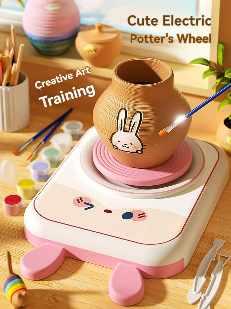 Electric Novel Turntable Pottery Machine Children's Natural High-quality Polymer Clay Tool Set Ceramic Handmade DIY Toys Gifts