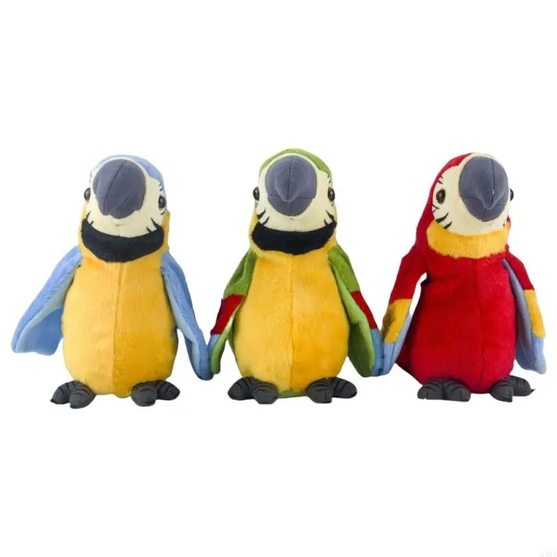 24BE Musical Parrot Toy Stuffed Toy Plush Parrot Toy Baby Crawl Learning Toy