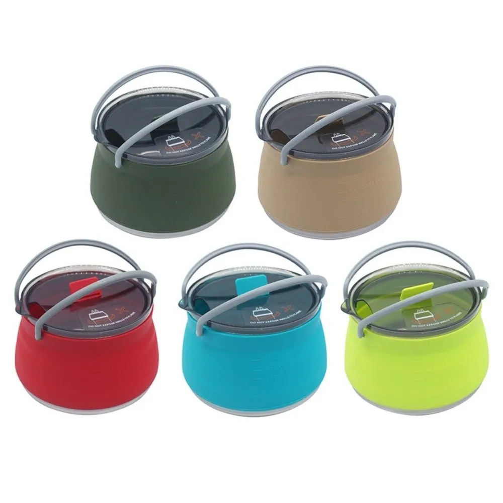 

Food Grade Silicone Outdoor Water Kettle Folding with Handle Camping Pot Ultra Light Heat Resistant Portable 1L Teapot